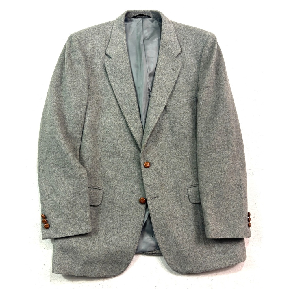 VTG 90s‎ Gray Camel Hair 44L Blazer Jacket Sport Suit Coat Wool Mens Heavyweight